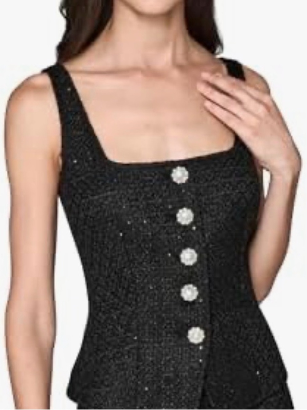 Karl Lagerfeld of Chanel fame Tweed Knit Black Vest Bustier Tank Top